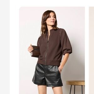 NWT Evereve Brown Zip-Up Top